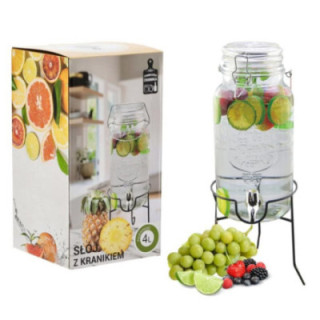 Słój z kranikiem 4L na stojaku 2010 pokrywa szklana